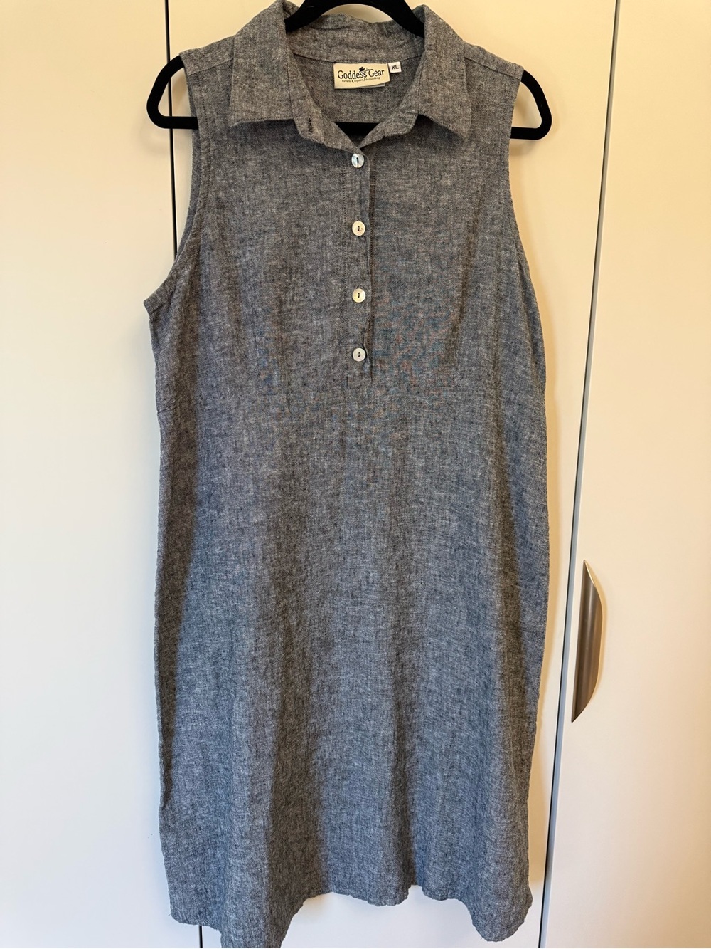 Goddess Gear Organic Linen Blend Sleeveless Shirt Dress XL Fits L/14 - Picture 2 of 6